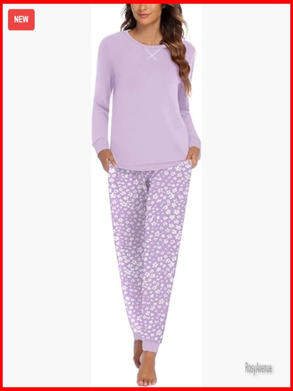 Women's Long Sleeve Jogger Pajama Set with Pockets Soft Lounge Sleepwear
